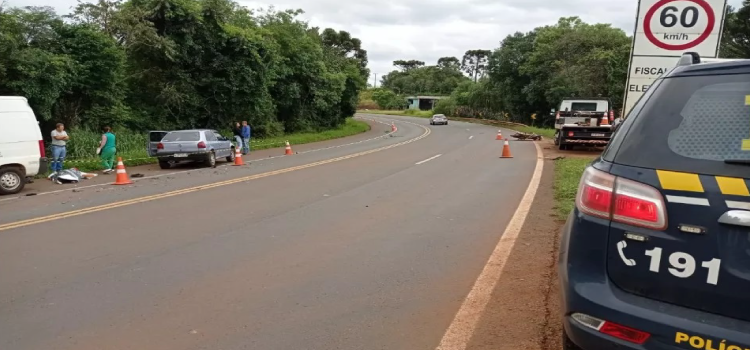 CANTAGALO: Idoso morre ao bater moto de frente contra carro na BR 277.