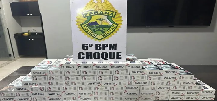 CÉU AZUL: Durante Operação Horus, Pelotão de Choque apreende cigarros contrabandeados em ônibus.