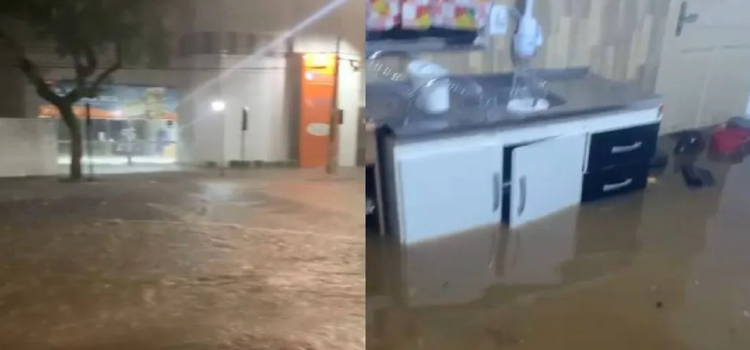 Chuva forte causa alagamentos em Guarapuava: 'Casa cheia de água, guarda-roupa molhado com roupa dentro'.