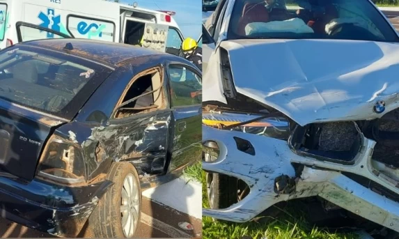 Colisão entre dois veículos deixa quatro pessoas feridas na BR-277 em Guaraniaçu