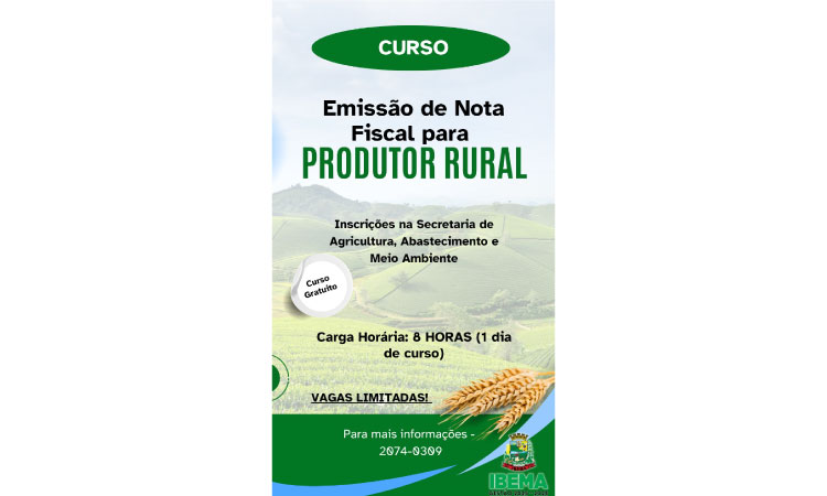 Curso gratuito de emissão de Nota Fiscal para Produtor Rural é oferecido em Ibema