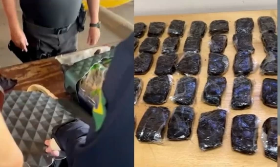 DUAS BRASILEIRAS SÃO PREsAS COM QUASE 10 KG DE HAXIXE EM FUNDO FALSO DE MALA