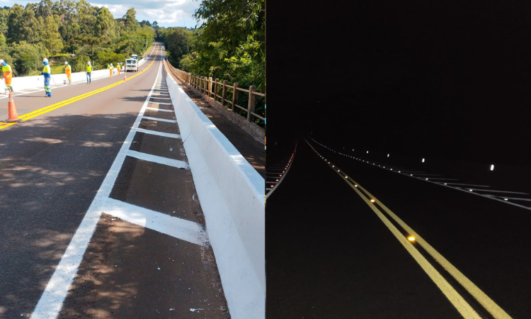 EPR Iguaçu avança no reforço da sinalização horizontal e implantação de dispositivos de segurança viária 