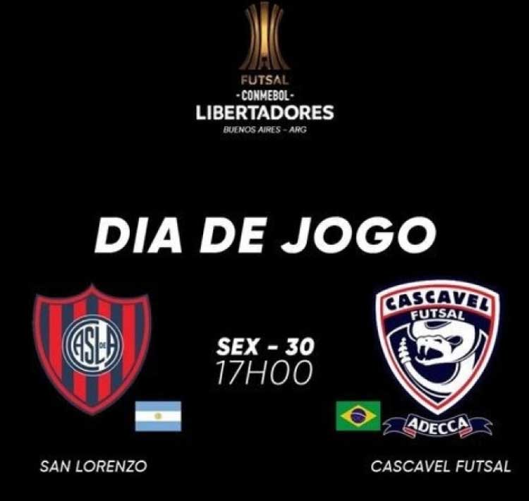 ESPORTES: Cascavel Futsal disputa nesta sexta-feira (30) semifinal da Copa Libertadores.