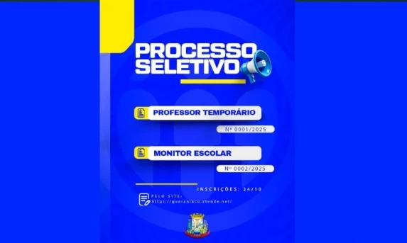 Guaraniaçu abre inscrições para Processo Seletivo Simplificado 2025 para Professor Temporário e Monitor Escolar