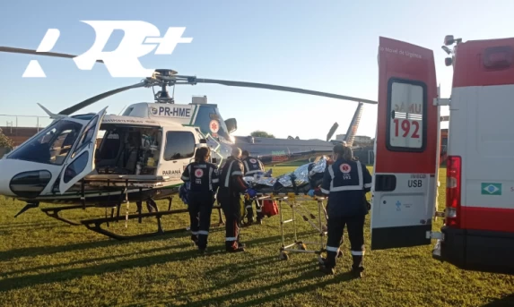 GUARANIAÇU: Aeromédico realiza transporte de paciente de 84 anos para atendimento em Cascavel.