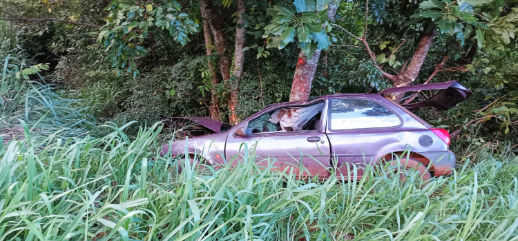 GUARANIAÇU: Carro perde o controle e colide contra árvore após estourar pneu dianteiro, motorista fica gravemente ferido.