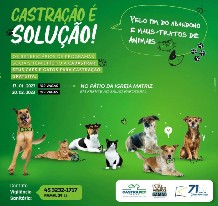 GUARANIAÇU: CASTRAPET em breve estará em nosso Município.