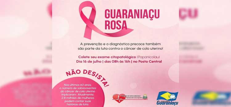 GUARANIAÇU: Mulheres com idade de 25 a 64 anos devem fazer Exame contra o Câncer de Útero.