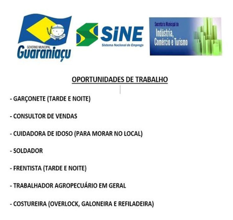 GUARANIAÇU: Oportunidades de empregos.