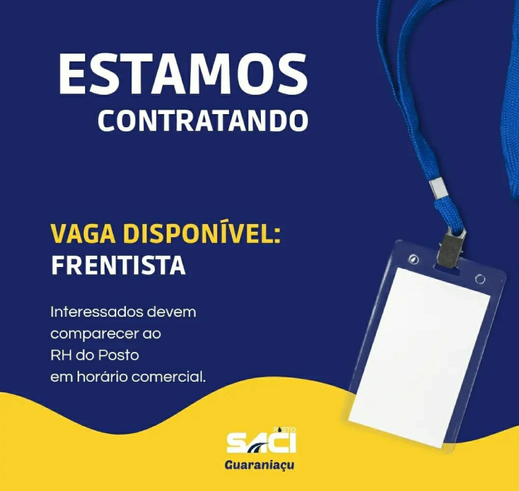 GUARANIACU: Posto Saci tem vaga para Frentista.