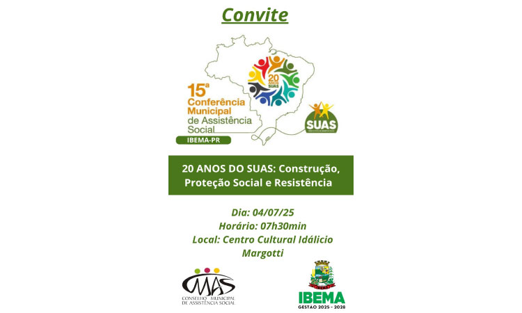 Ibema realiza nesta sexta-feira a 15ª Conferência Municipal de Assistência Social