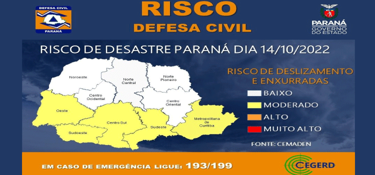 PARANÁ: Com chuvas ainda intensas no Estado, Defesa Civil reforça alerta para população.