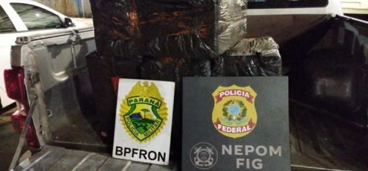 Policia Federal e BPFRON apreendem milhares de maços de cigarro contrabandeado em Itaipulândia.