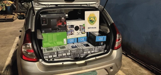POLICIAL: BPFRON apreende veículo carregado com aparelhos eletrônicos em Medianeira.