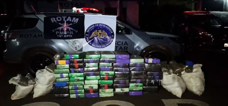 POLICIAL: PM apreende quase 800 quilos de maconha no interior de São Pedro do Iguaçu.