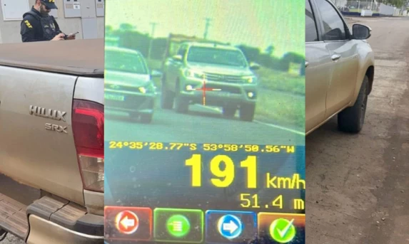 PRF flagra caminhonete a quase 200 km/h no oeste do Paraná