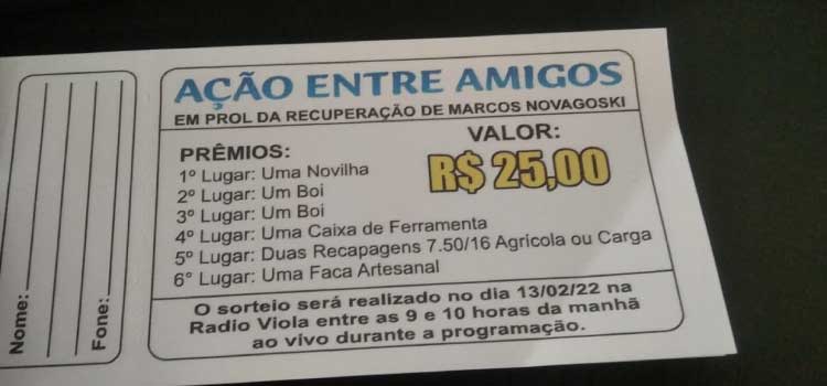RIO GUARANI: Homem sofre acidente e família faz RIFA para angariar recursos para as despesas do paciente