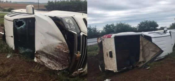 TRÂNSITO: Caminhonete S10 tomba na rodovia BR-163, em Capitão Leônidas Marques.