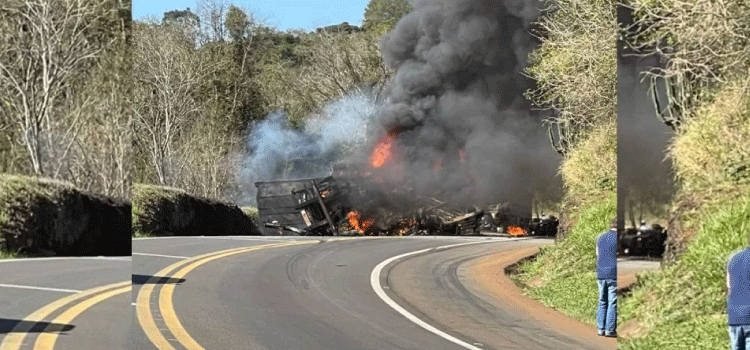 TRÂNSITO: Grave acidente entre caminhões deixa vítimas fatais na BR 277 em Virmond.