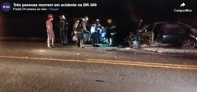 TRÂNSITO: Três pessoas morrem em acidente registrado na BR-369 em Cascavel.